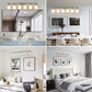 YANSUN Golden Modern Minimalist Bathroom Vanity Light, 6-Light Wall Sconce, Iron & Glass, E26 Base, Hard-Wired (Bulbs Not Included)