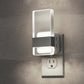 YANSUN 2-Pack Plug-In Night Lights with Frosted Acrylic Columns, Brushed Nickel Finish, 5000K White Light, Dimmable