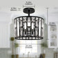 YANSUN 12.4 in. 3-Light Matte Black Semi-Flush Mount Ceiling Light with Crystal Details, E12 Base, for Living room, Bedroom