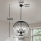 YANSUN 6-Light Black Crystal Pendant Light, Modern Statement Chandelier with E12 Base for Living Room or Dining Room