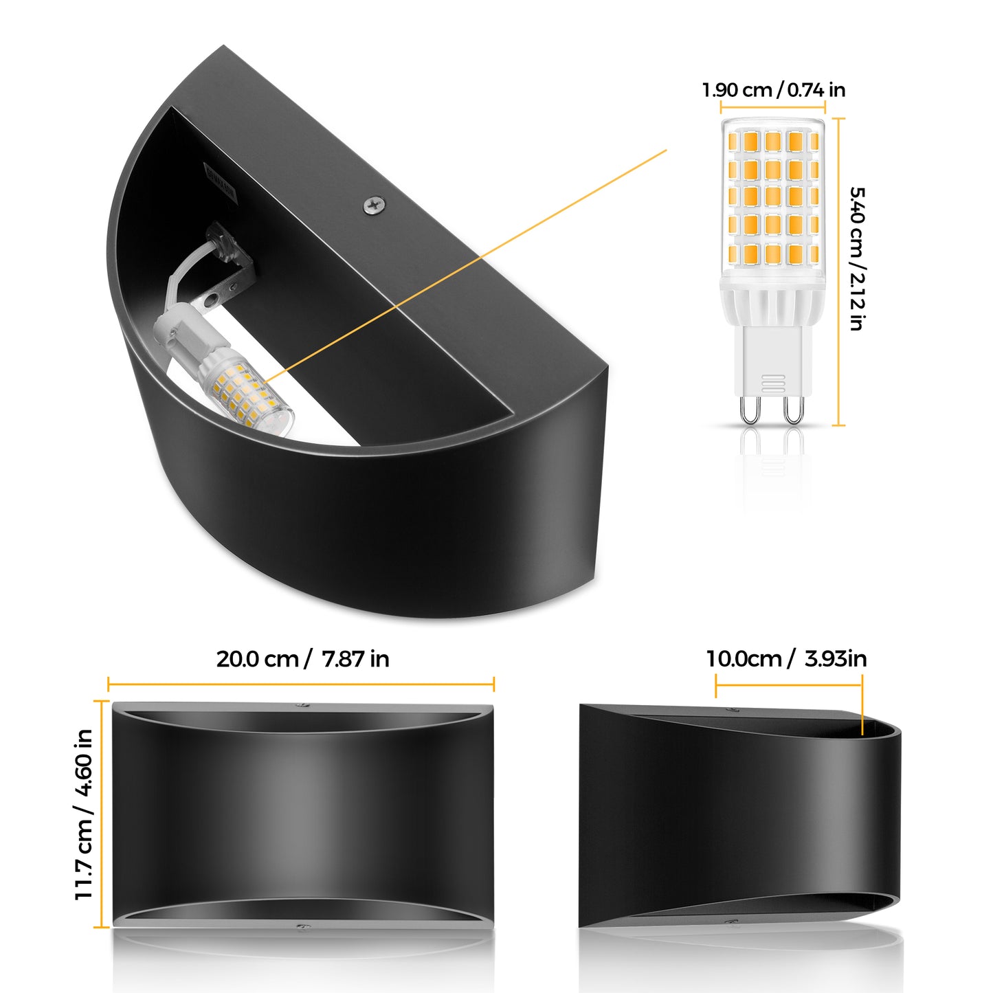 YANSUN 8 in. 1-Light Modern Black Wall Sconce with Adjustable Rectangle Lantern Shade for Hallway