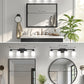 YANSUN 27 in. 4-Light Matte Black Cylinder Glass Shade Vanity Light with Dimmable for Bathroom No Bulbs Included