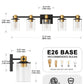 YANSUN 32 in. 5-Light Black Gold Vanity Light for Bathroom with Clear Glass Shade Wall Sconce