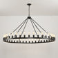 YANSUN 64in. Matte Black Wagon Wheel Chandelier 30-Light E26 Farmhouse Industrial Pendant Light for High Ceiling Dining Room (No Bulbs)