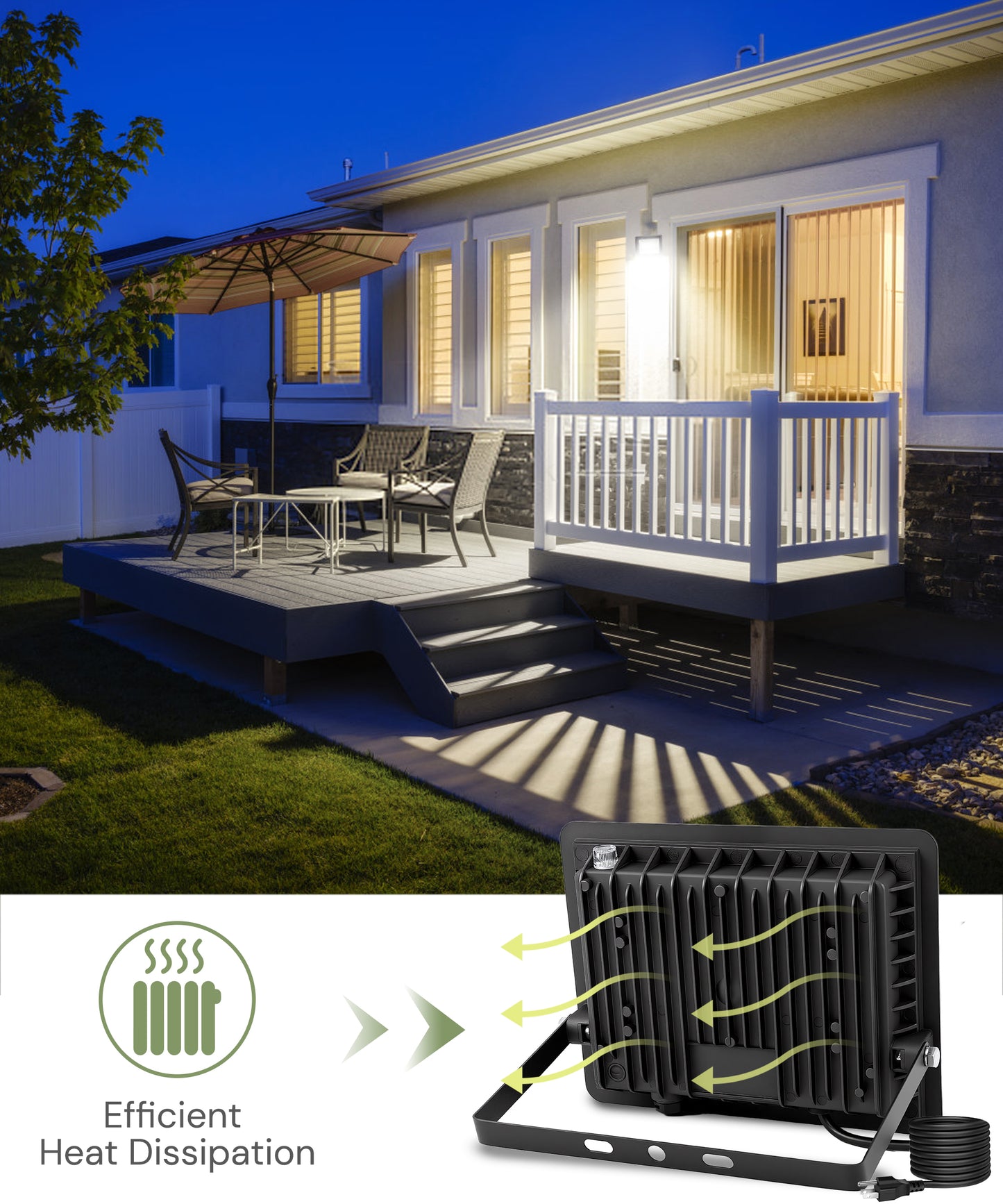 YANSUN 2-Pack Outdoor Flood Lights with Dusk to Dawn Sensor & Multi-Color, IP66 Waterproof