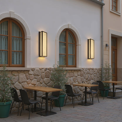 YANSUN 24.8in LED Outdoor Wall Light 30W IP65 Waterproof Marble Resin Sconce 3000K Modern Exterior Fixture