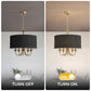 YANSUN 5-Light Gold Drum Chandelier KD Modern Branch Ceiling Light E12 Candle Fixture with Black Shades
