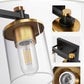 YANSUN 27.6 in. 4-Light Black and Gold Vanity Light Modern Wall Sconce with Clear Cylinder Glass Shades, E26 Bathroom Fixture