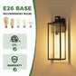YANSUN Set of 2 Outdoor Wall Lanterns with Clear Glass Shade, Dusk-to-Dawn Sensor and 4 T30-225 Bbs, E26 Socket, 20 In. Height