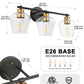 YANSUN 22 in. Black and Gold 3-Light Vanity Light with Clear Glass Shade for Vanity Powder Room Dressing Room
