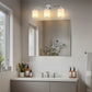 YANSUN 17 in. 3-Light Chrome Vanity Light with Frosted Cylinder Glass Shades Stylish Modern Wall Sconce for Vanity Powder Room