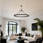 YANSUN 64in. Matte Black Wagon Wheel Chandelier 30-Light E26 Farmhouse Industrial Pendant Light for High Ceiling Dining Room (No Bulbs)
