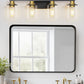 YANSUN 28 in. 4-Light Black and Gold Bathroom Vanity Light with Clear Glass Shades for Over Mirror