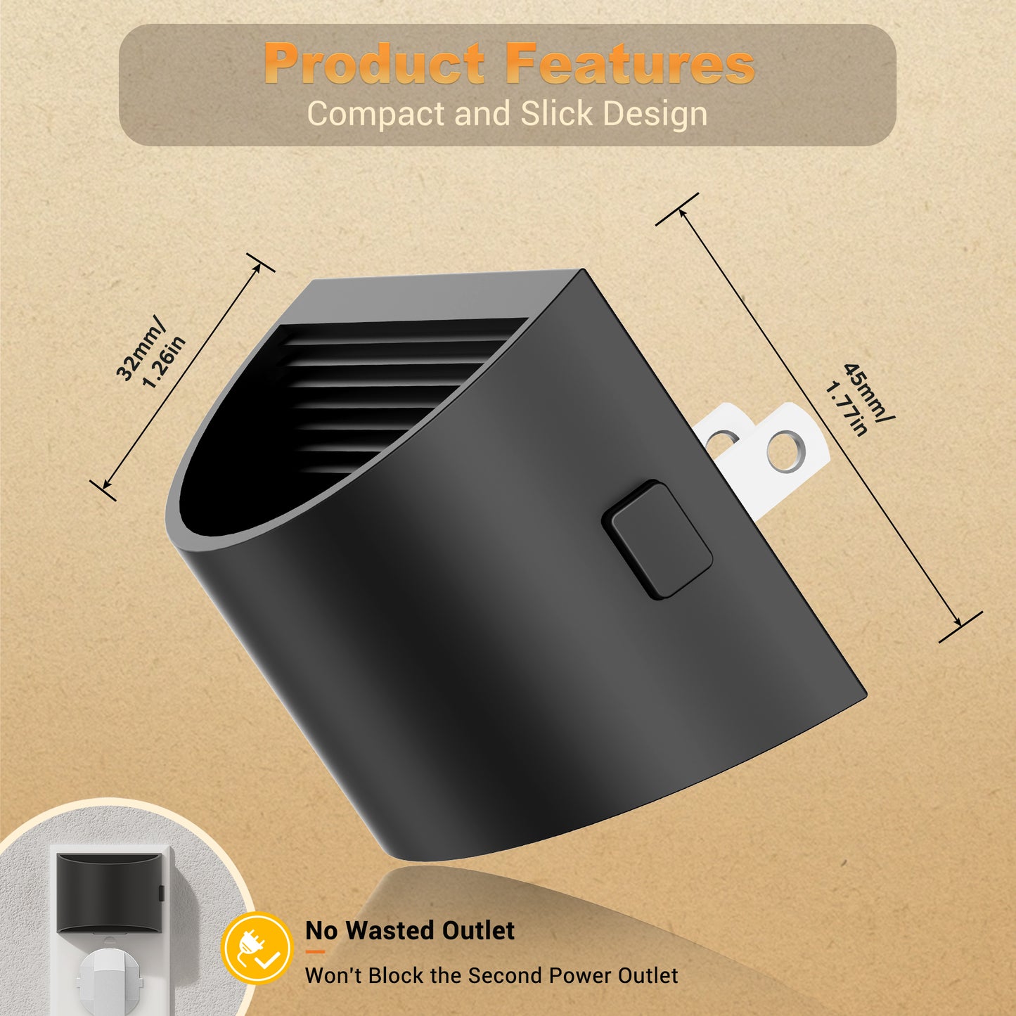 YANSUN 1-Watt Integrated LED Plug-In Semi-Crescent Wall-Like Night Light, Amber, Button Adjustable, Light Sensor, 2-Pack