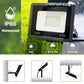 YANSUN 2-Pack Single-Color White Light-Sensing Outdoor Flood Light, Black Graphene Housing, IP66 Waterproof, 120V, 3ft UL-Certified Power Cord