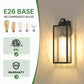 YANSUN 2-Pack Outdoor Wall Light with Dusk-to-Dawn Sensor, 18in Metal Fixture with Stone-Pattern Glass Shade, Upward Hook Design, E26 Base
