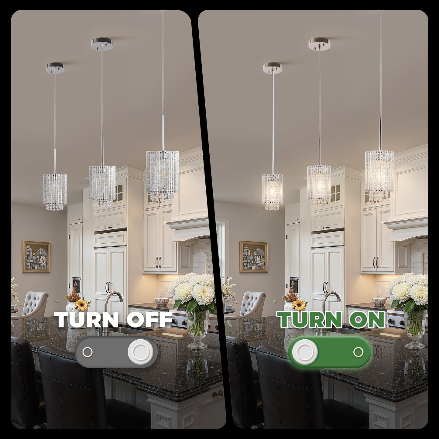 YANSUN Modern 3-Light Pendant Lighting Set, White Chrome Twisted Cylinder Aluminum Ceiling Lights 6.3in, E26 Base Indoor Kitchen Island Hanging Fixture 110-120V