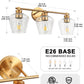 YANSUN 22 in. Gold 3-Light Vanity Light for Bathroom with Clear Wine Glass Shade and No Bulbs Included