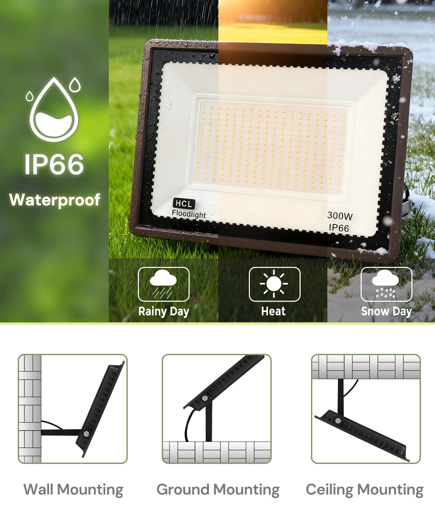 YANSUN 2-Pack High Lumen Outdoor Flood Light with Dusk to Dawn Sensor, IP66 Waterproof, 7024 Lm