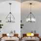YANSUN 5-Light Black Drum Chandelier Pendant Light with Glass Shade and E12 Base for Dining Room, No Bulbs Included