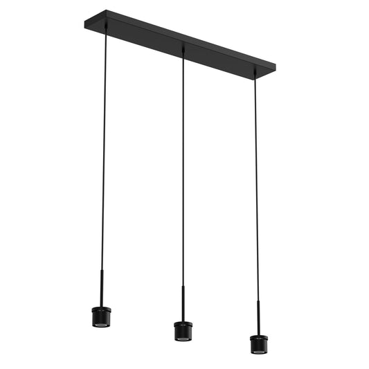 YANSUN 3-Light Black Metal Island Chandelier, E26 Socket, Hardware-Only Pendant Light, Modern Hanging Light for Kitchen, Dining Room