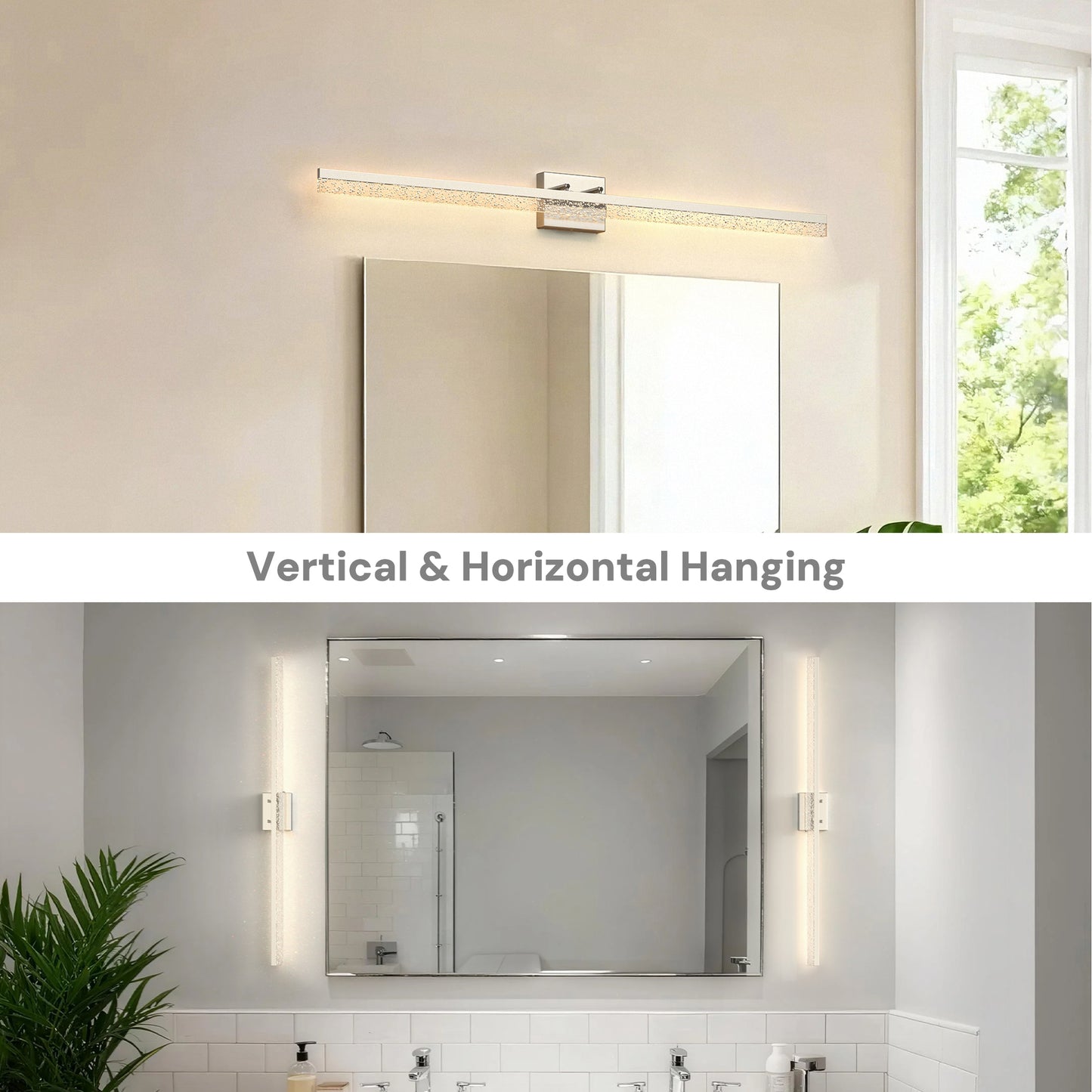 YANSUN 48 in Modern LED Vanity Light with Bubble Acrylic Diffuser, Sand Nickel Finish, Integrated LED, 3CCT Dimmable