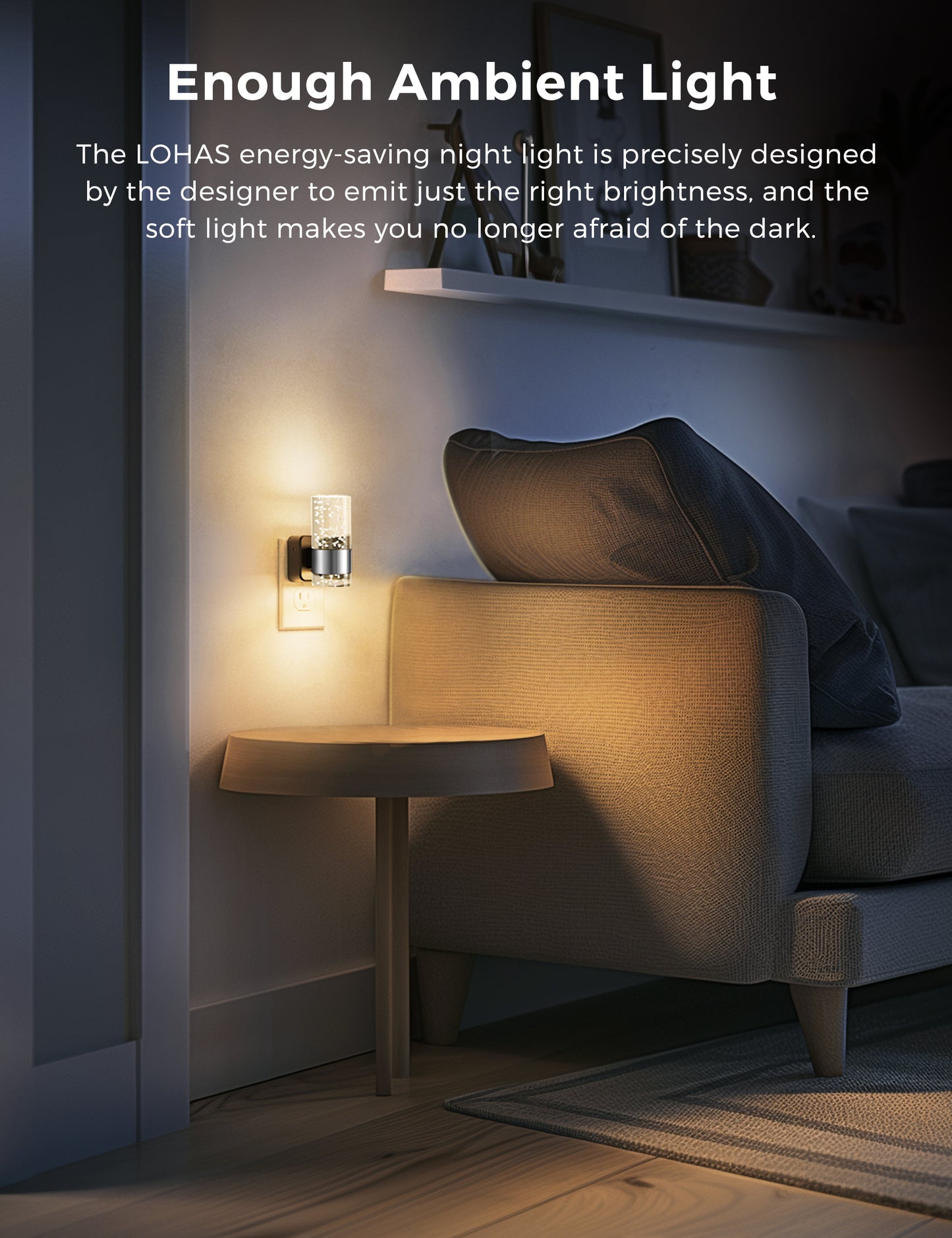 YANSUN 2-Pack Plug-in Dusk-to-Dawn Night Lights, Warm Glow 2700K, Sliding Dimmable, Wall Light Style, US 3-Prong Plug