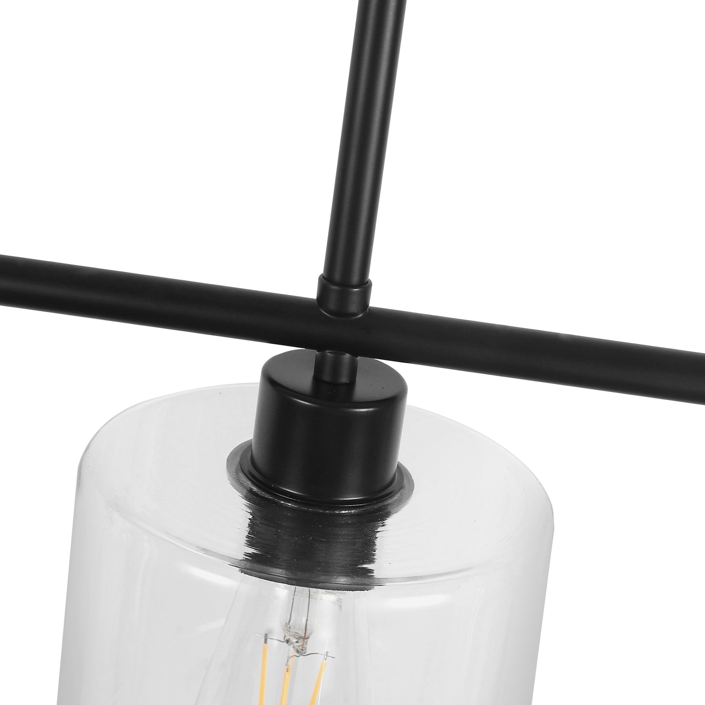 YANSUN 4-Light Island Pendant Light with Clear Glass Shades, Black Finish Hanging Fixture with E26 Base