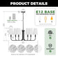 YANSUN 6-Light Industrial Black Chandelier with Tapered Fabric Shade E12 for Dining Room or Foyer Kitchen (Bulbs No Included)