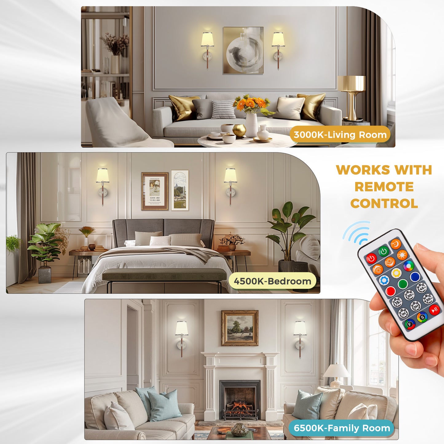 YANSUN Set of 2 Octopus-Claw Leather Arm Wall Lights, White Chrome Finish, 2W, RGBCW Dimmable