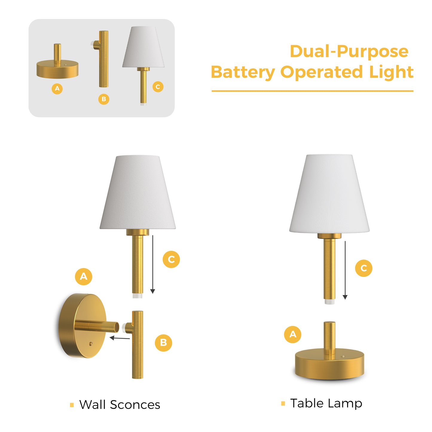 YANSUN 2-Pack Fabric wall lamp Copper LED Wall Sconce RGBCW Remote Control Remote Timer Dimmable Wall Light for Living Room
