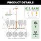 YANSUN 6-Light Chandelier with Straight Tubular Arms and Inverted Cone Fabric Shades, Gold Finish, E12 Bulbs Not Included