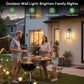 YANSUN 2-Pack Outdoor Wall Light with Dusk-to-Dawn Sensor, 18in Metal Fixture with Stone-Pattern Glass Shade, Upward Hook Design, E26 Base