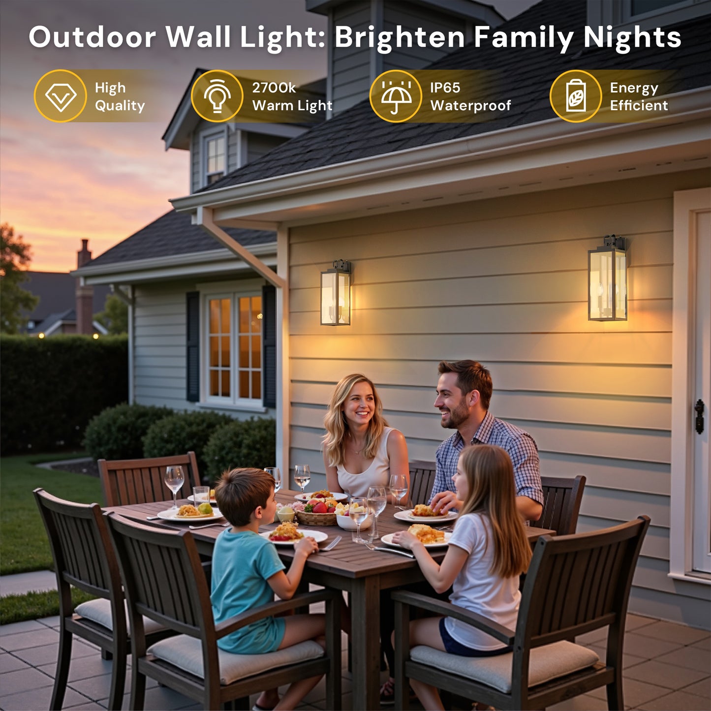 YANSUN 2-Pack Black Lantern Outdoor Wall Sconce with Motion Sensor and Clear Glass, E26 Base, IP23, No Bulbs Included
