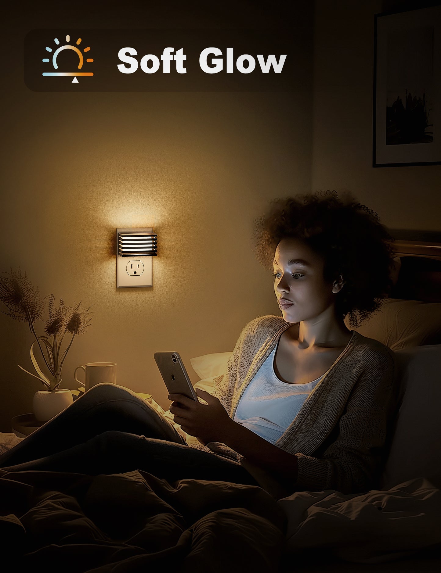YANSUN 2-Pack 1W Dusk to Dawn Plug-in Night Lights 2700K Warm White LED Up and Down Lighting Night Lights with 3-Level Dimming for Bedroom Hallway