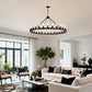 YANSUN 64in. Matte Black Wagon Wheel Chandelier 30-Light E26 Farmhouse Industrial Pendant Light for High Ceiling Dining Room (No Bulbs)