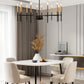 YANSUN 12-Light Black Gold Pendant Chandelier Modern Ceiling Hanging Light Fixture E12