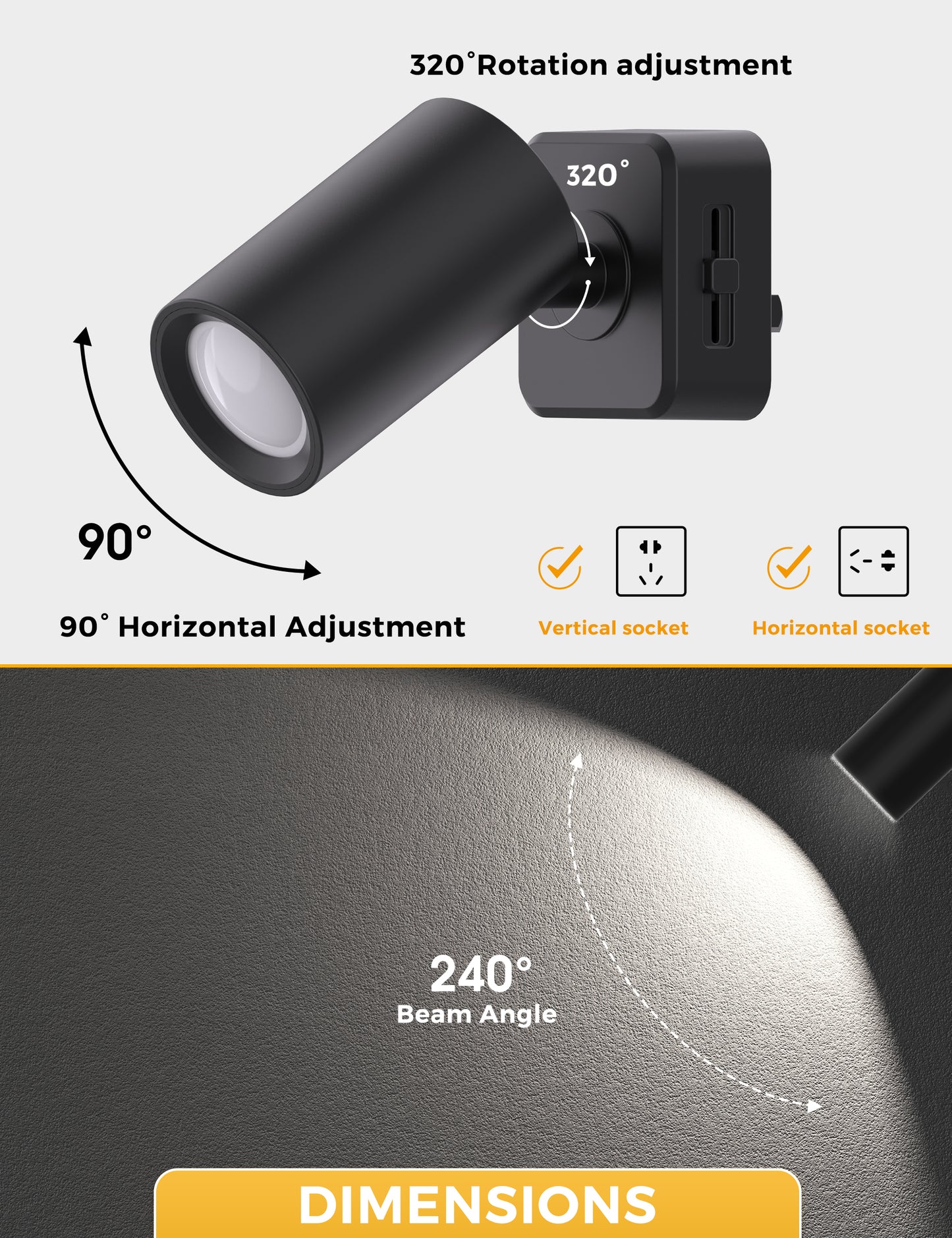 YANSUN 2-Pack 1W Dusk to Dawn Plug-in Night Lights Adjustable Cylinder Head 5000K Cool White Dimmable LED Night Lights for Bedroom Hallway Bathroom