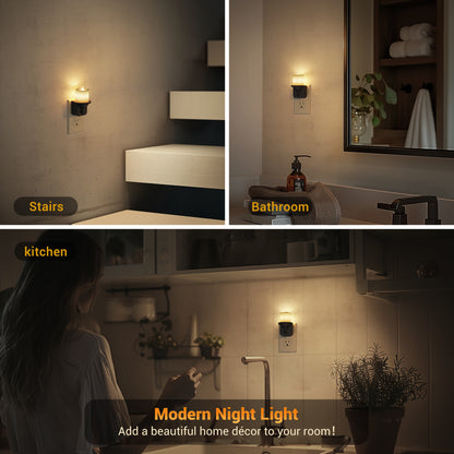 YANSUN 2-Pack 1W Dusk to Dawn Plug-in Night Lights 2700K Warm White Candle Style LED Night Lights with Dimmer for Bedroom Hallway Bathroom