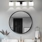 YANSUN 31 in. 4 Light Matte Black Vanity Light for Vanity Powder Room Dressing Room with White Glass Shades