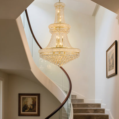 YANSUN 32in.Gold Crystal Chandelier 27-Light French Empire LED Bulbs Included Adjustable Chain 3000K Warm Light for Living Room Dining Room Foyer