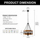 YANSUN 4-Light Matte Black Brown Drum Chandelier Industrial Metal Mesh Pendant Light Fixture E26