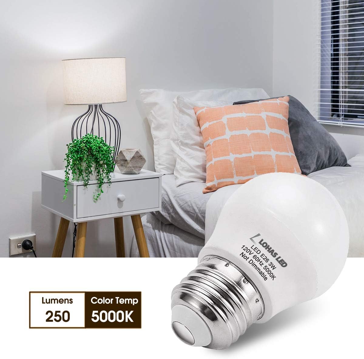 YANSUN 6-Pack E26 G14 LED Bulbs, 120V, 5000K Natural Light, Plastic-Coated Aluminum