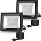 YANSUN 2-Pack Graphene LED Flood Light, Plug-in Motion Sensor, 50W 2300LM, 6000K White Light, IP65 Outdoor Security Floodlight