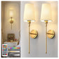YANSUN Set of 2 Fabric Shade Wall Sconces with Adjustable Lighting, Brushed Copper Finish, 27-Inch Height, Modern Design