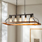 YANSUN 5-Light Island Pendant Light, Brown Metal Frame, Non-Integrated Design, Bulbs Not Included
