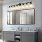 YANSUN Black & White Modern Bathroom Vanity Light, 8-Light Wall Sconce, Iron & Frosted Glass, E26 Base, Hard-Wired (Bulbs Not Included)