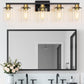 YANSUN 34 in. 5-Light Black and Gold Bathroom Vanity Light Fixture with Clear Glass Shades for Over Mirror