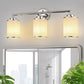 YANSUN 17 in. 3-Light Chrome Vanity Light with Frosted Cylinder Glass Shades Stylish Modern Wall Sconce for Vanity Powder Room
