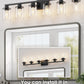 YANSUN 40 in. 6-Light Black Metal Dimmable Vanity Light with Clear Cylinder Glass Shades for Bathroom Vanity Light or mirror